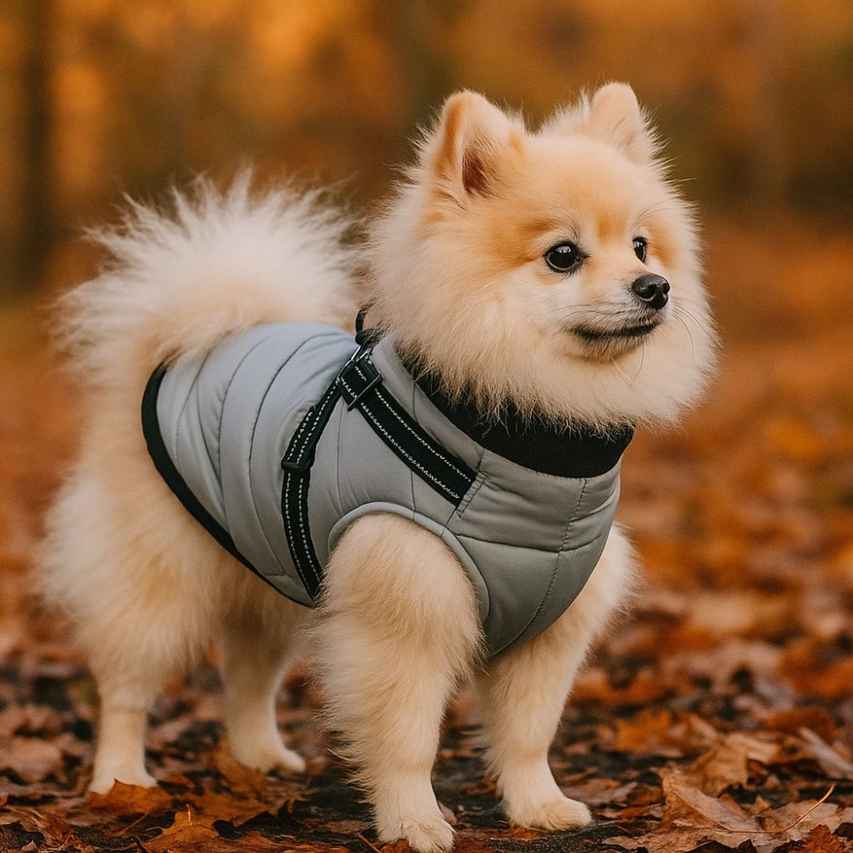 Grått hundedekken-integrert sele