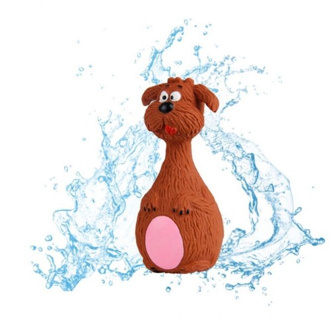 Hovedbilde Kjegle hundeleke i latex, brun hund