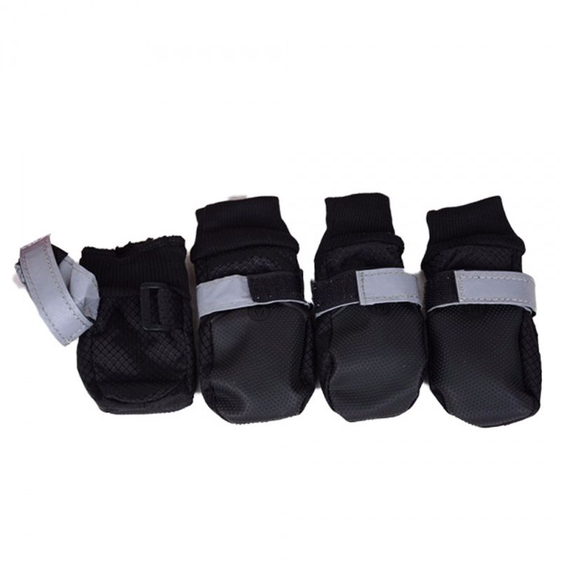 Sorte vannavstøtende hundesko med refleks 4pk