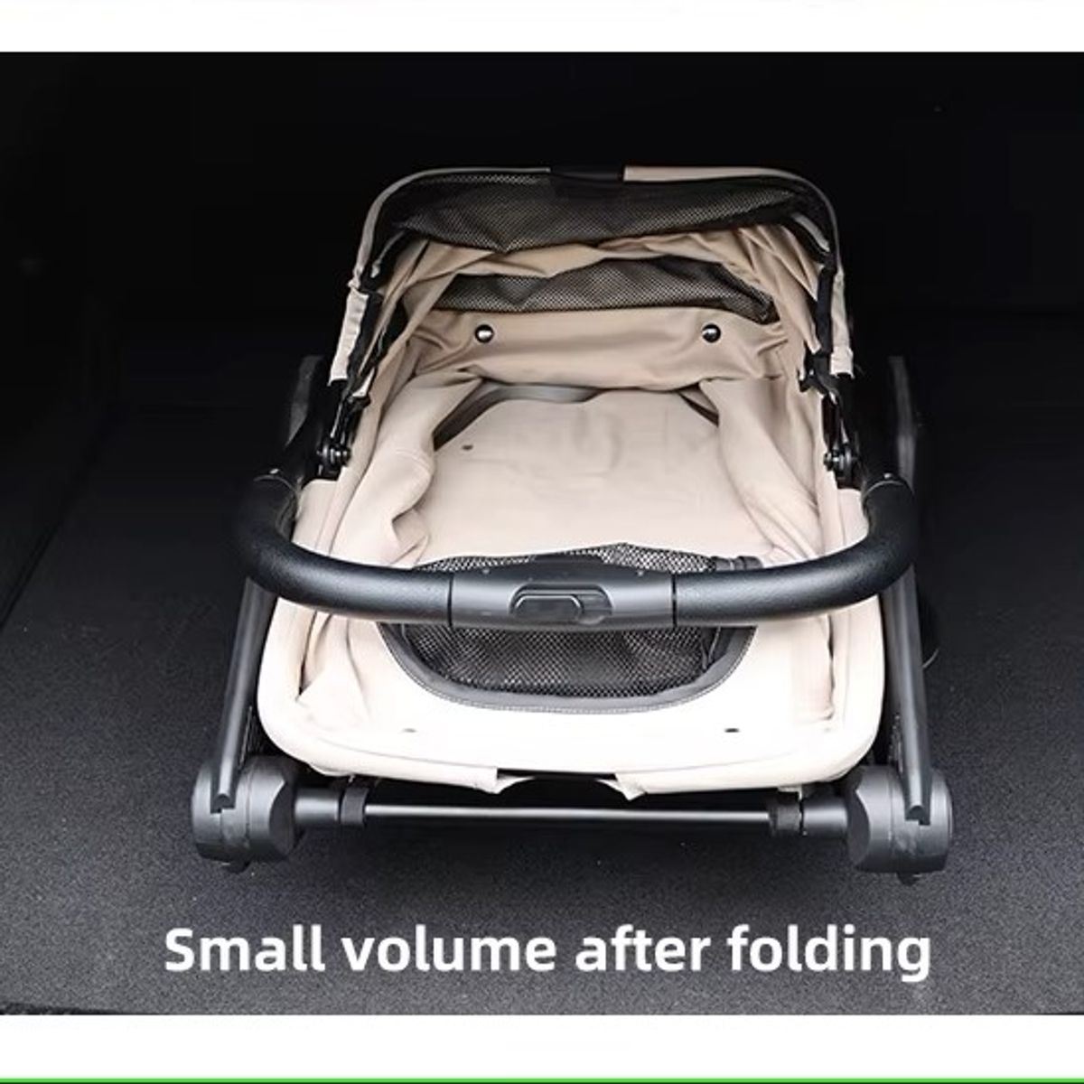 Sort kompakt sammenleggbar hundevogn