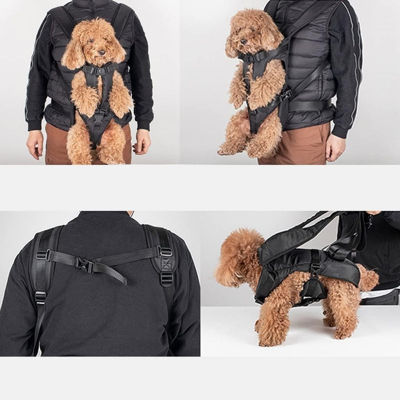Sort ergonomisk bæresele til hund, 4 størrelser