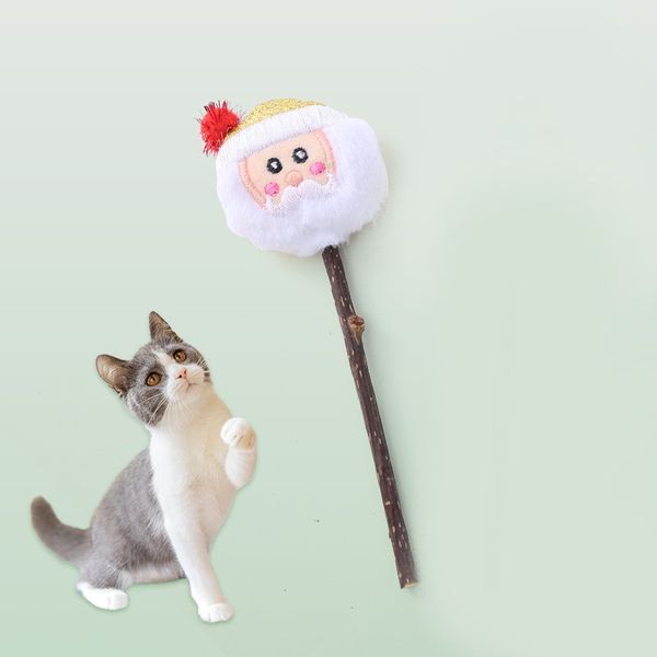 Hovedbilde Juleleke til pus - pinne med plysj julenisse