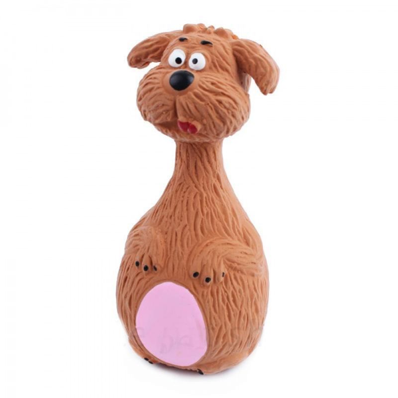 Kjegle hundeleke i latex, brun hund