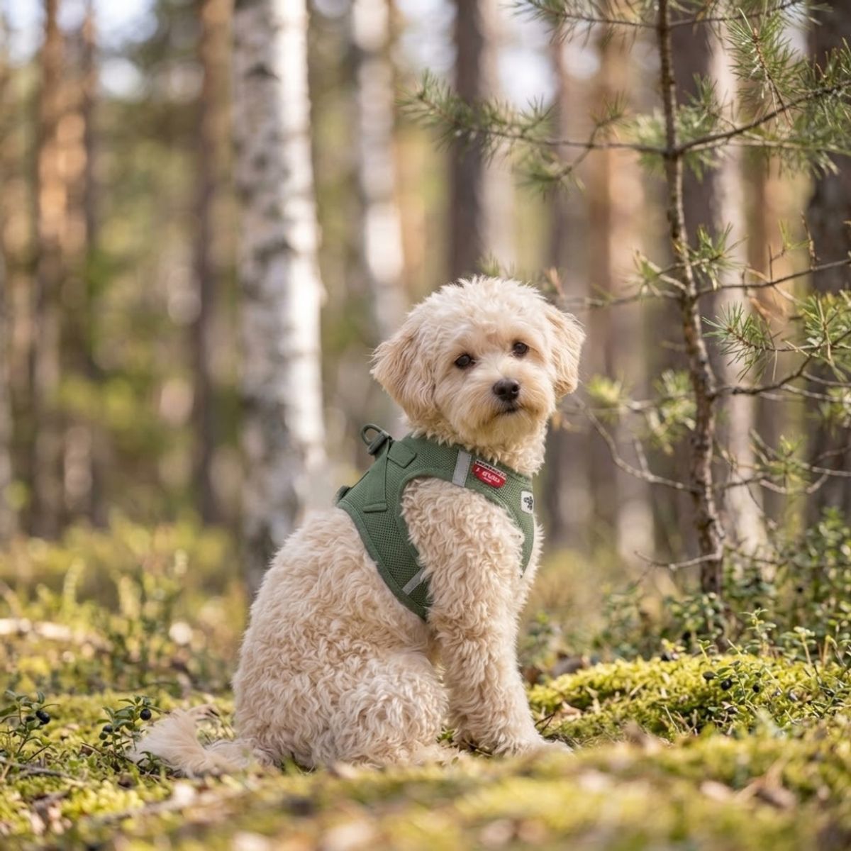 Curli Clasp Air Mesh hundesele - Grønn Moss
