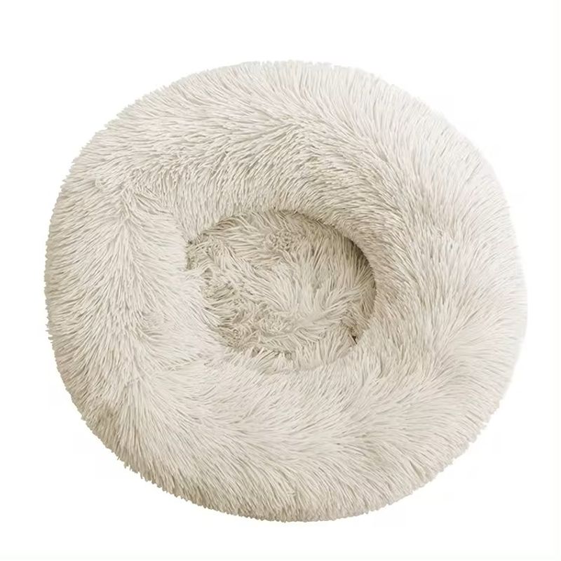 Lys beige Donut hundeseng - Fluffy rund hunde - og katteseng, flere str