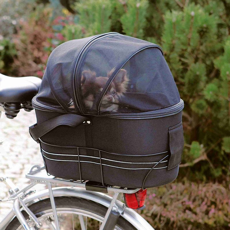 Sort sykkelbag for hund - Bagasjebrett Bredt