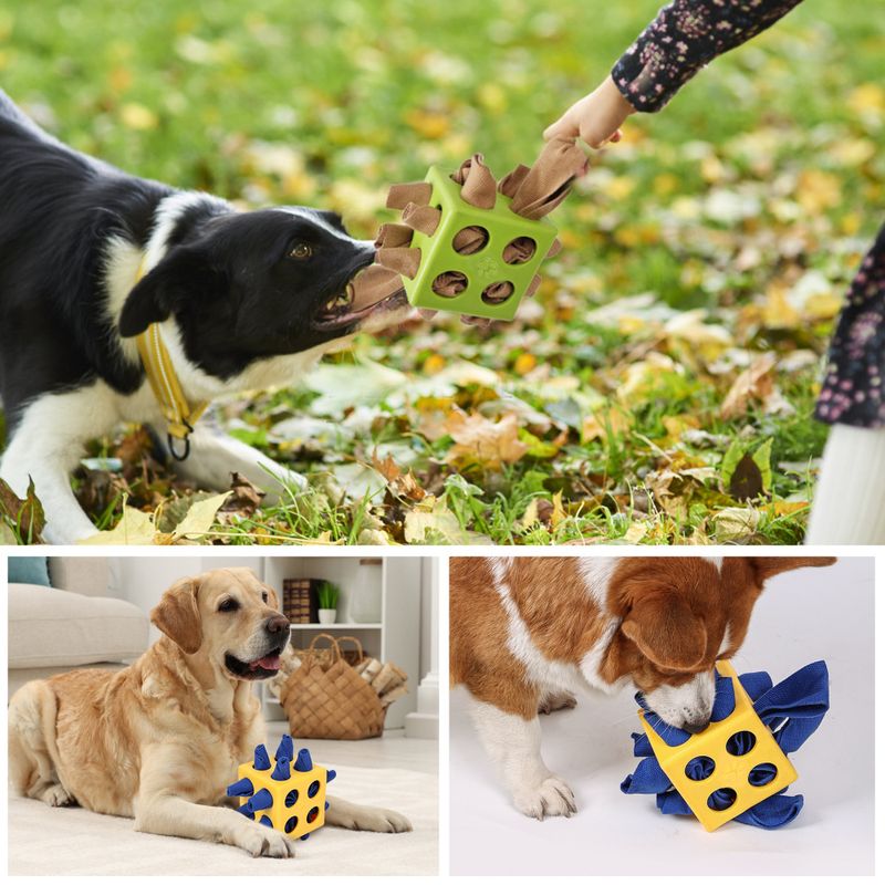 Gul & Blå snuse og tyggekube til hund