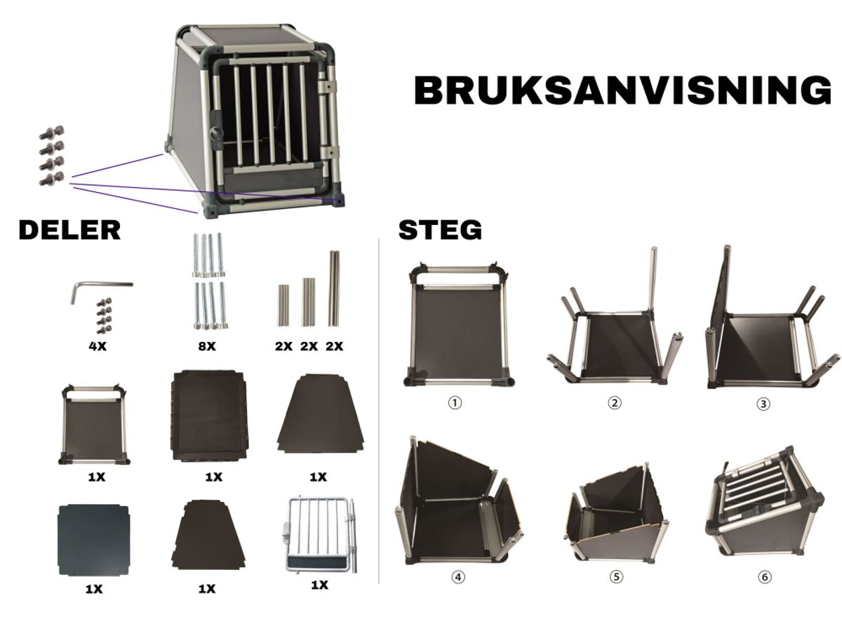 Medium bilbur til hund: 83x54x66cm
