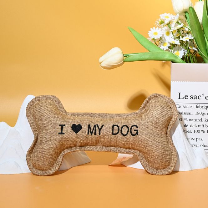 Hovedbilde Stor myk hundeleke – bein “I ♥ MY DOG”