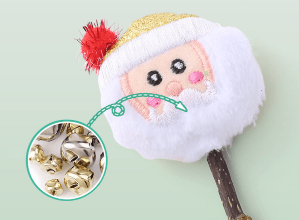 Hovedbilde Juleleke til pus - pinne med plysj julenisse