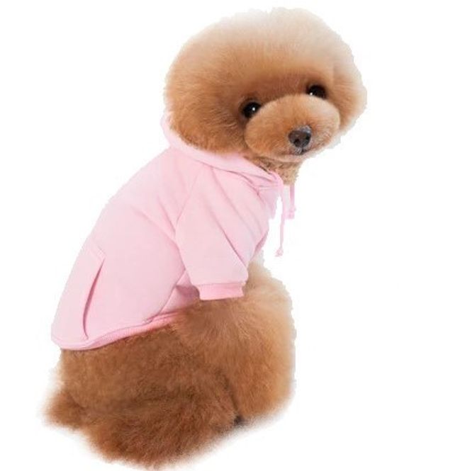 Hovedbilde Lys rosa hettegenser med knapper til hund (Rygg 35cm)