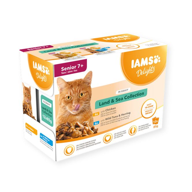 Hovedbilde IAMS DELIGHT CAT Senior Land & Sea Collection i saus 12 x 85 g