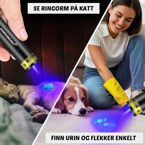 Hovedbilde UV-lommelykt V1 – Oppdag skjult smuss, urin og flekker på sekunder