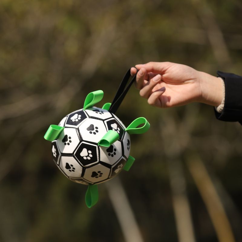 Oppblåsbar fotball til hund - solid, spretten ball for aktiv lek og trening, Ø: 15 cm