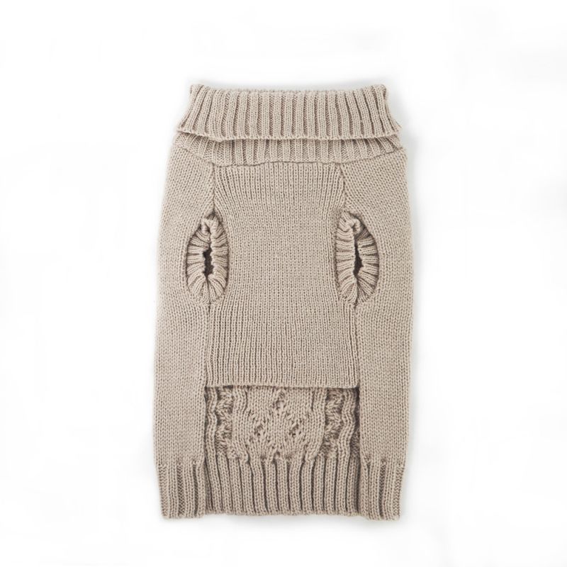 Beige strikket hundegenser 