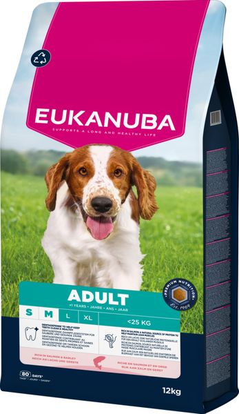 Hovedbilde Eukanuba Adult Small/medium Laks og Bygg 12kg