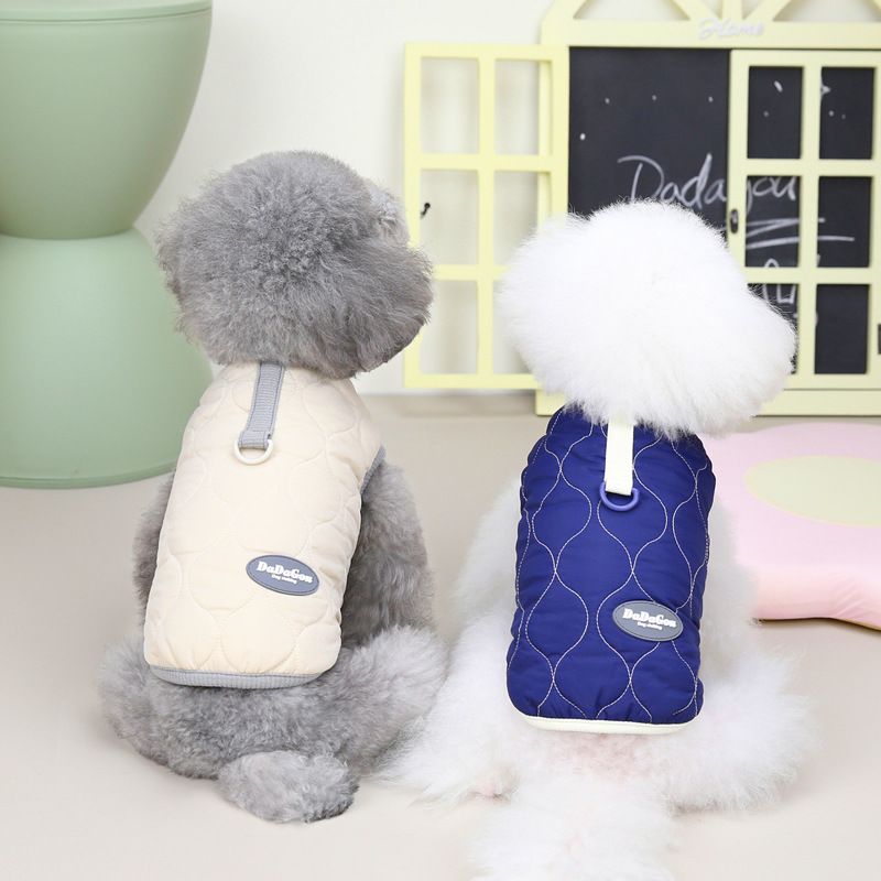 Hundevest - quiltet navy fleecejakke