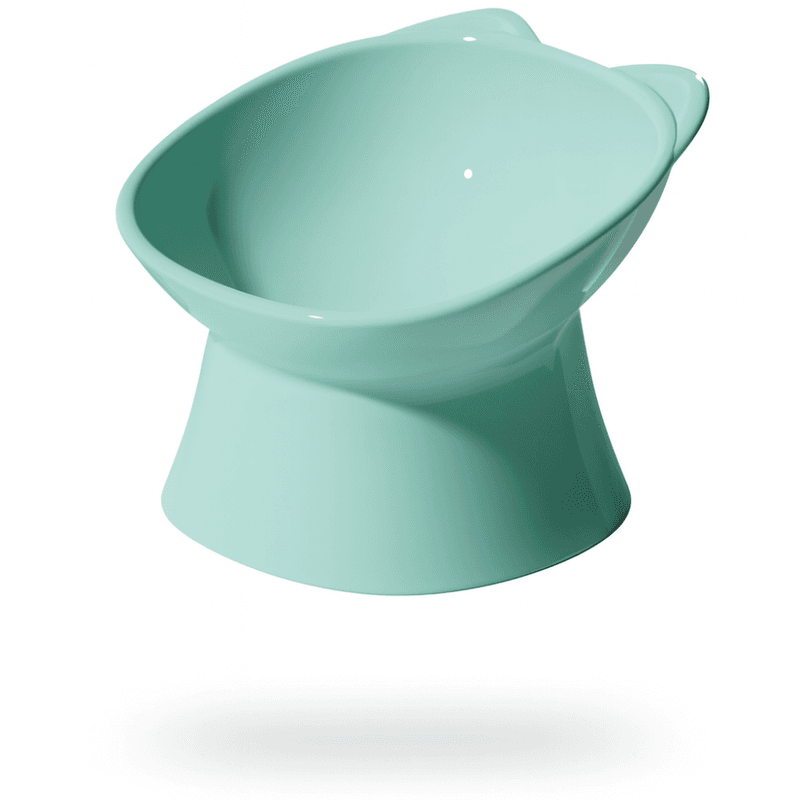 Grønn ergonomisk opphøyet designskål til katt