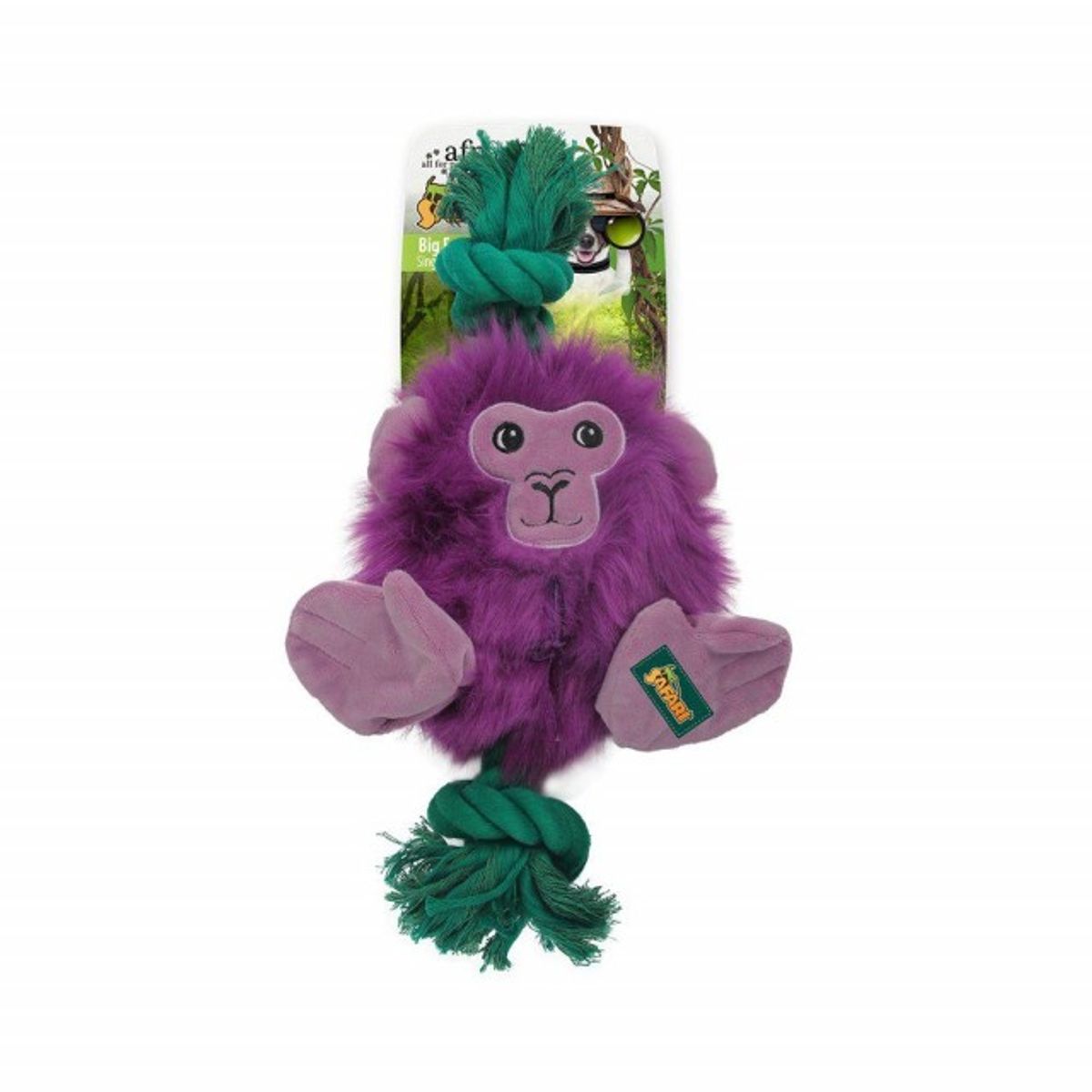 Safari - Big Foot Monkey hundeleke med tau og plysj