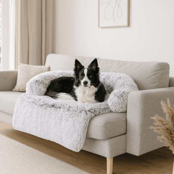 Hovedbilde Lys Grå fluffy hundeseng til sofa, seng, bil og gulv - Seng til hund og katt