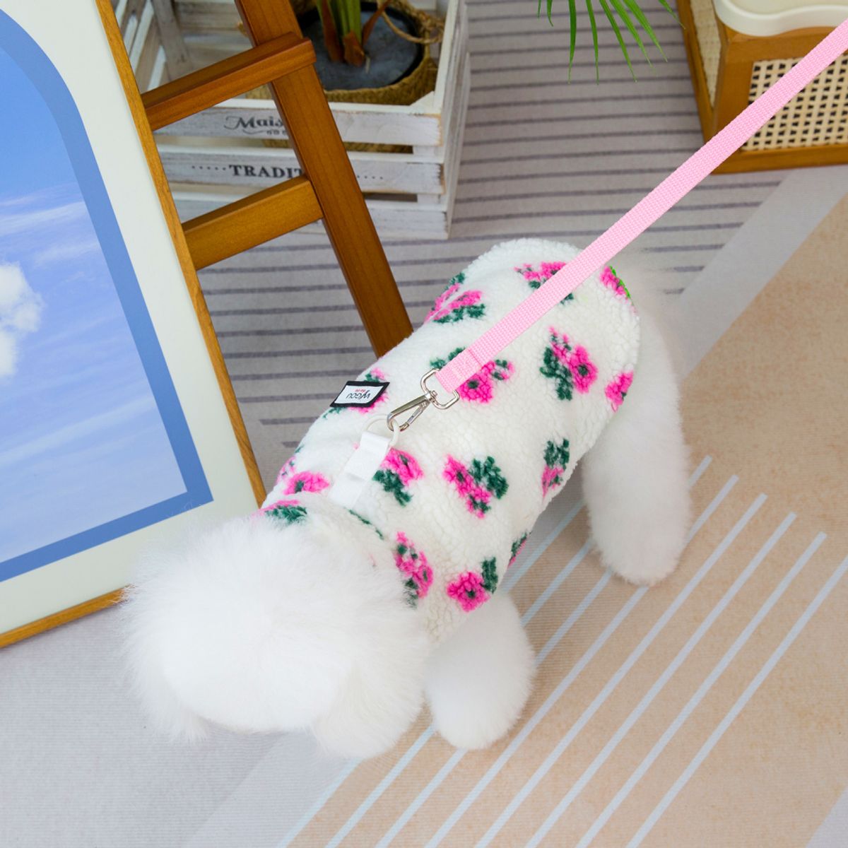 Teddy hundevest med blomster - Rosa