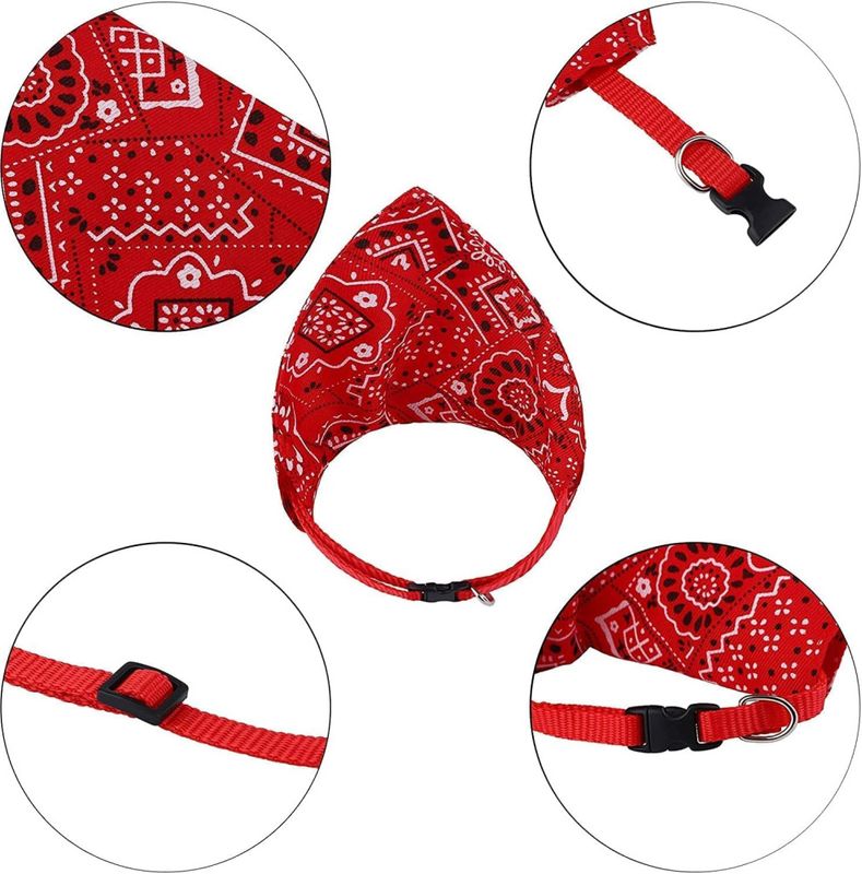 Rødt fleksibelt halsbånd med mønstret bandana