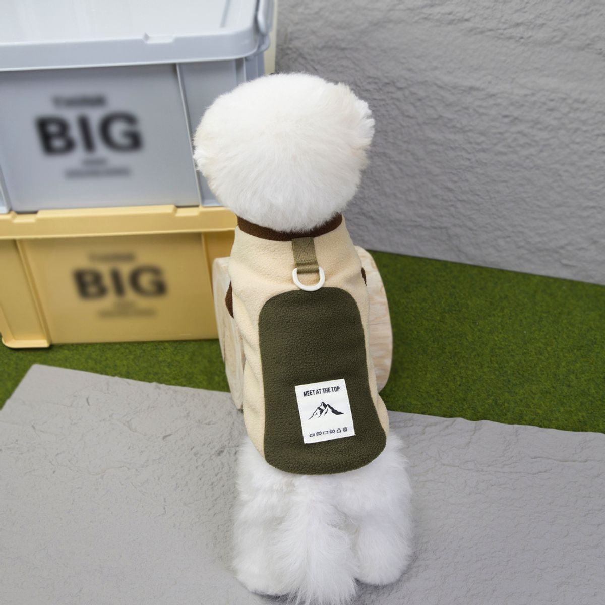Fleece hundejakke Beige/Grønn