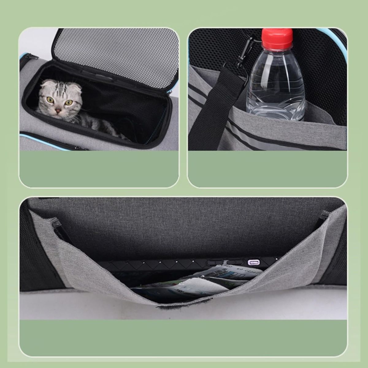 Sort Solid utvidbar reisebag til hund og katt