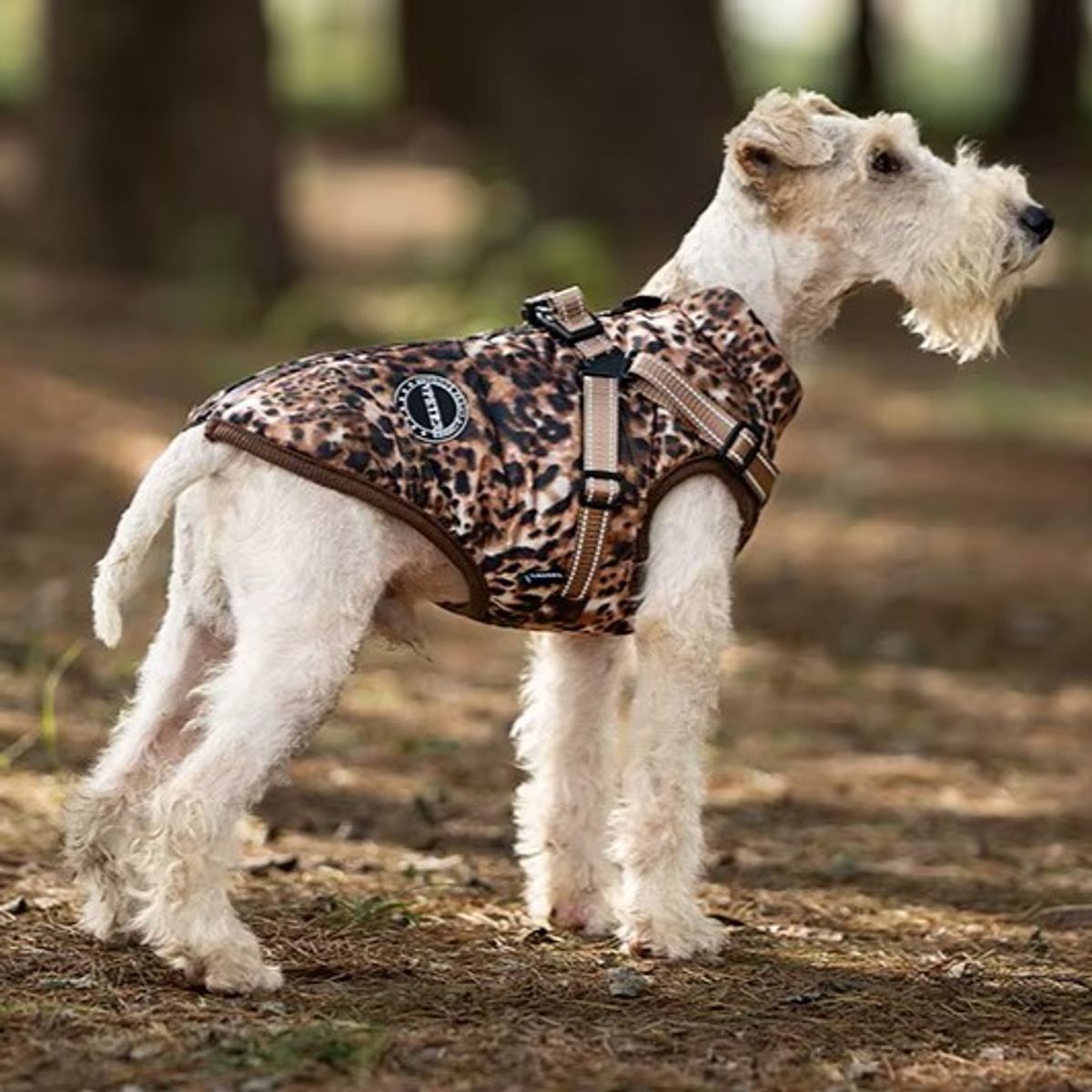Leopard print hundedekken med integrert sele