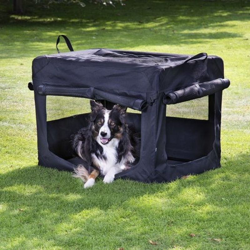 50cm S Sort canvas hunde- og kattebur 