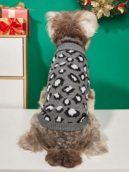 Hovedbilde Leopardmønstret strikket hundegenser