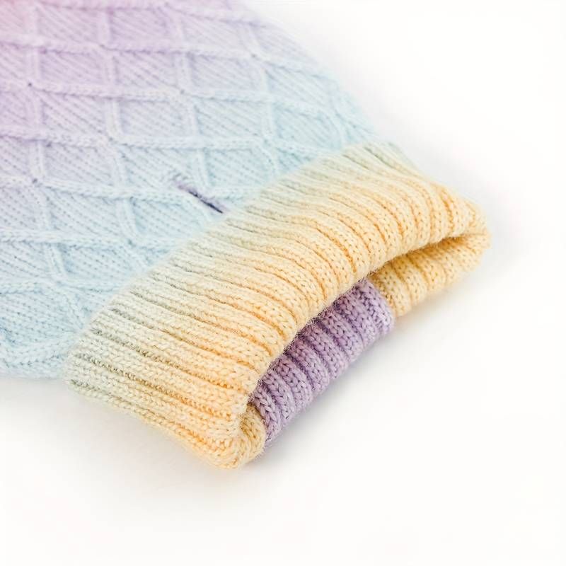 Pastell regnbue ombre strikket hundegenser 