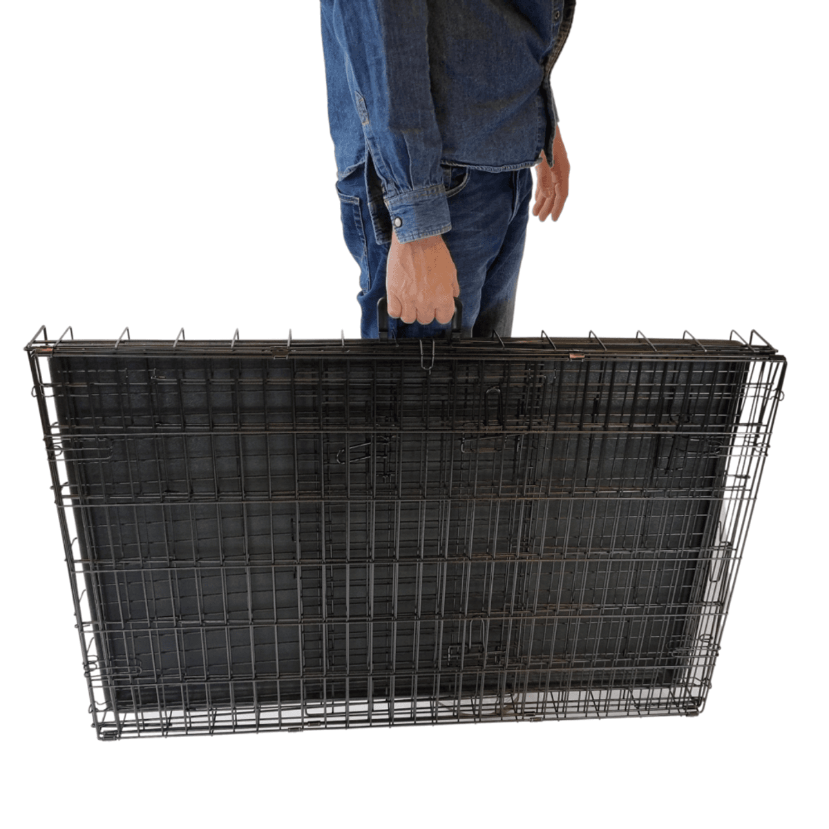 X-Large sammenleggbart stålbur til hund (109x71x79cm)