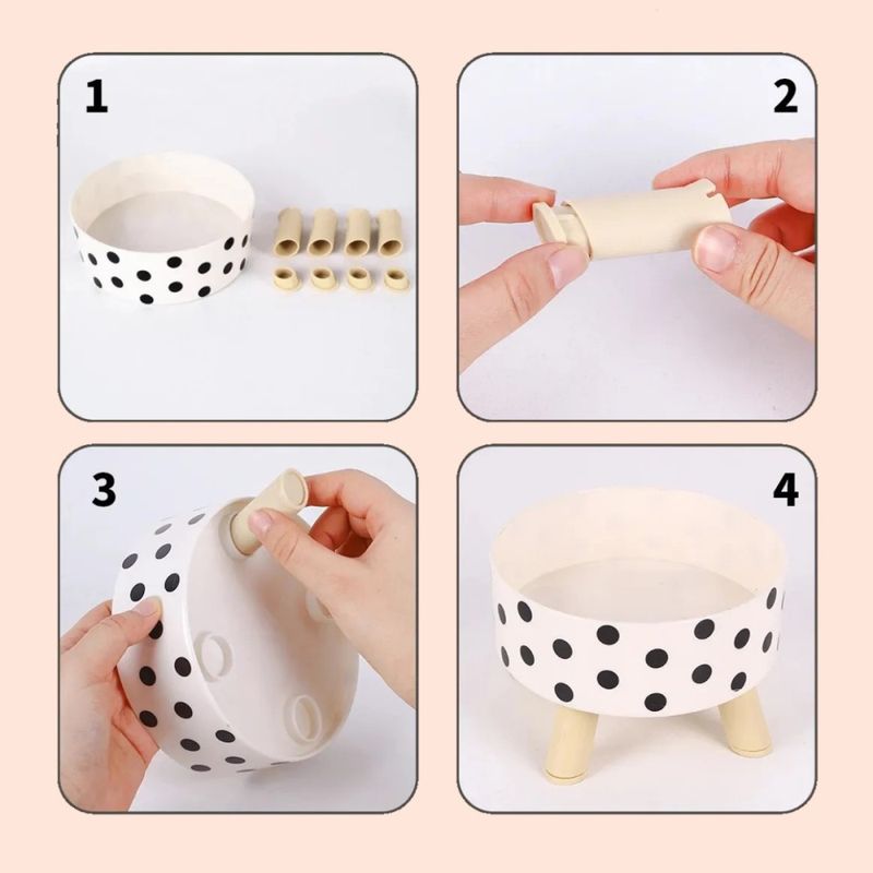 Minimalistisk polkadot hundeskål med bein