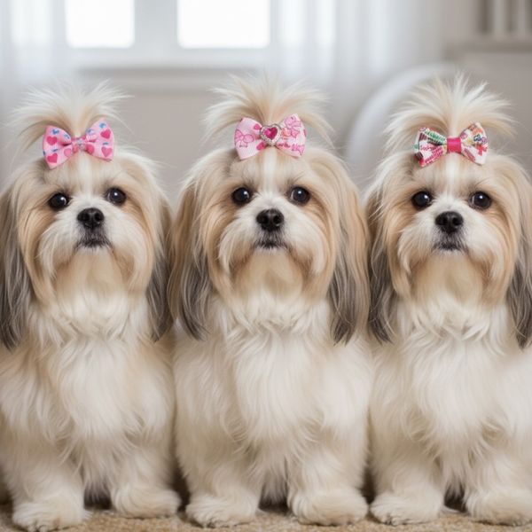 Hovedbilde 5pk toppsløyfer til pelsen i lys rosa