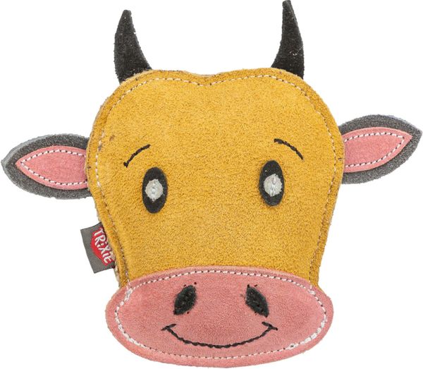 Hovedbilde Ku hundeleke i solid lær - 19cm