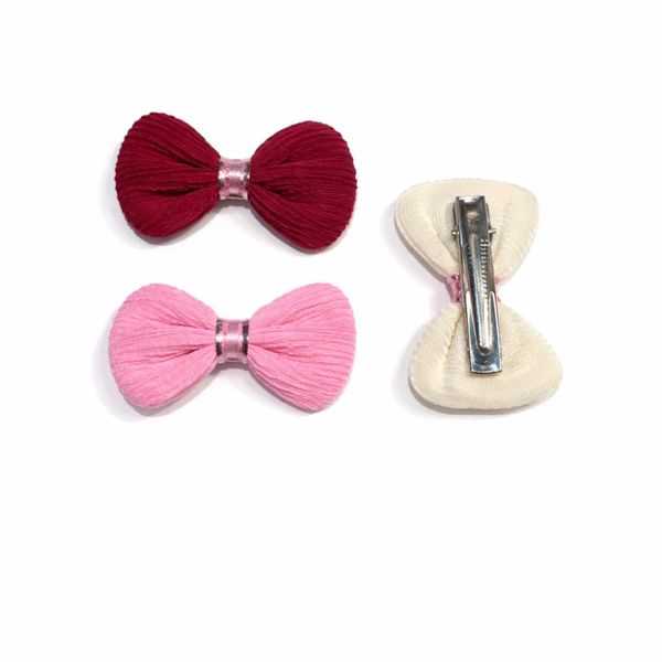 Hovedbilde 3pk pelssløyfer med spenne - rosatoner