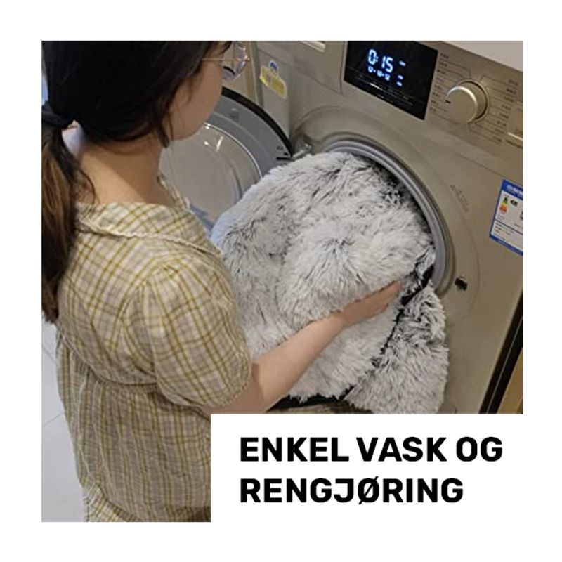 Mørk Grå fluffy hundeseng til sofa, seng, bil og gulv - Seng til hund og katt