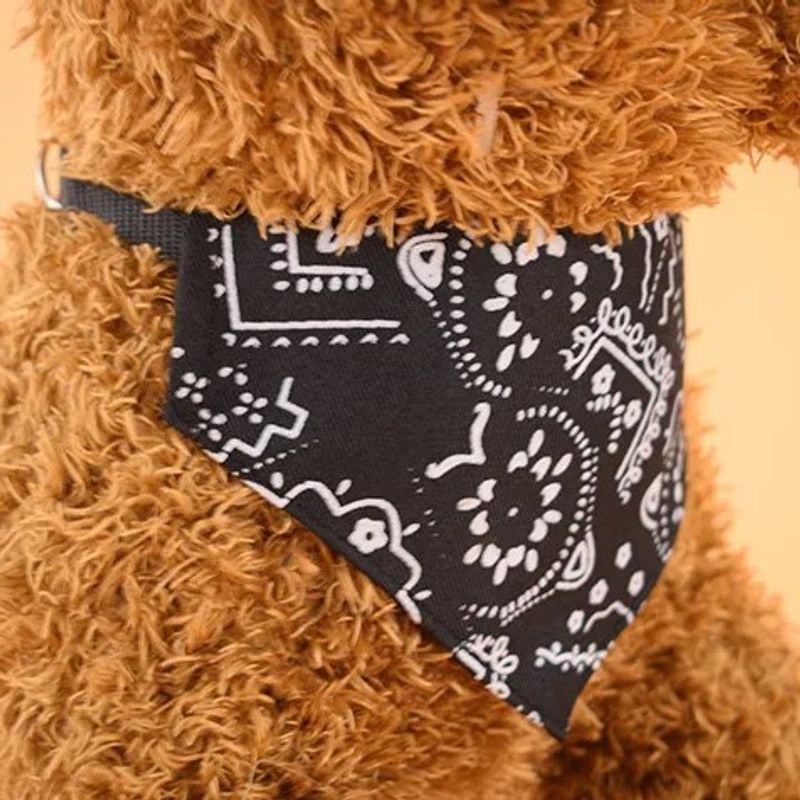 Sort fleksibelt halsbånd med mønstret bandana