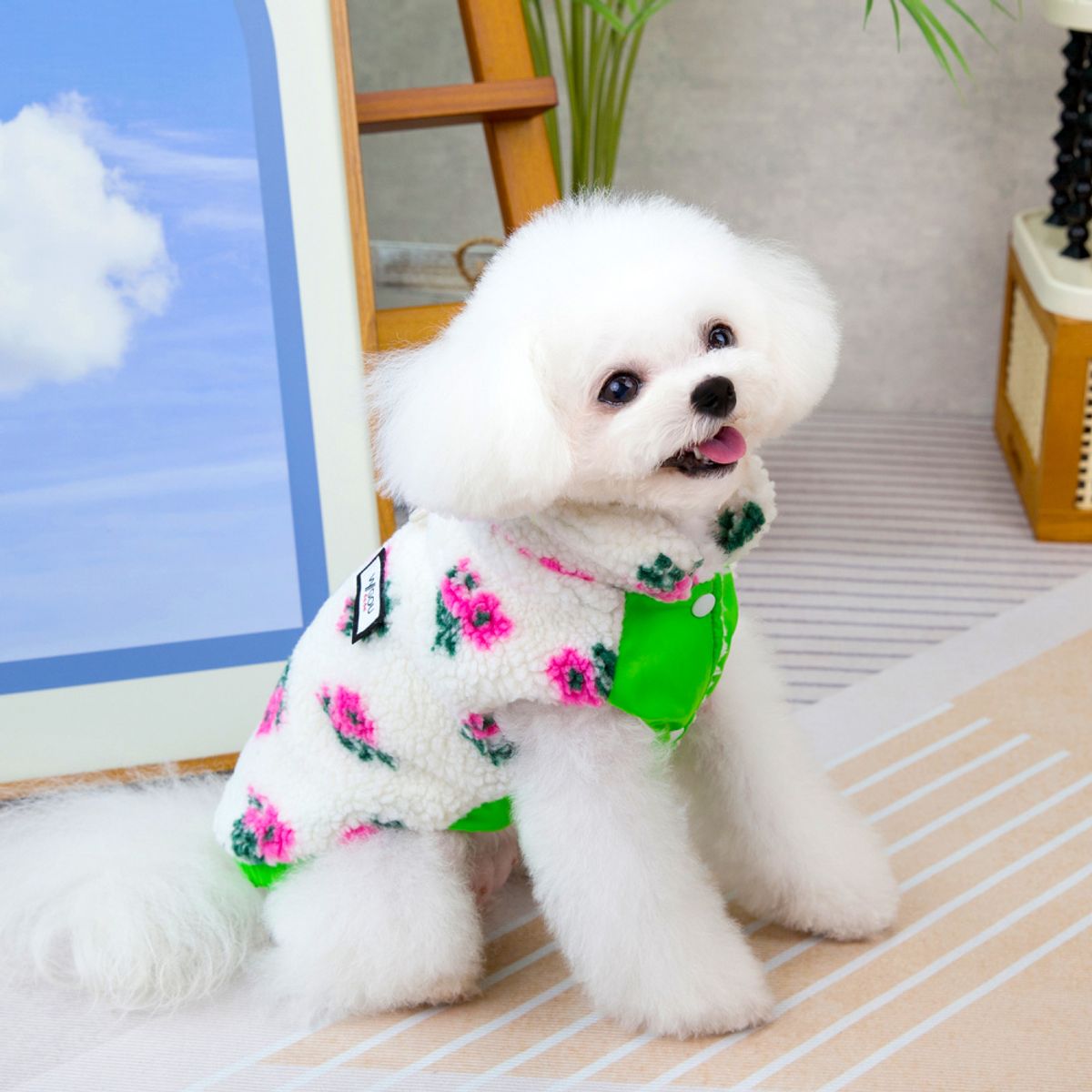 Teddy hundevest med blomster - Rosa