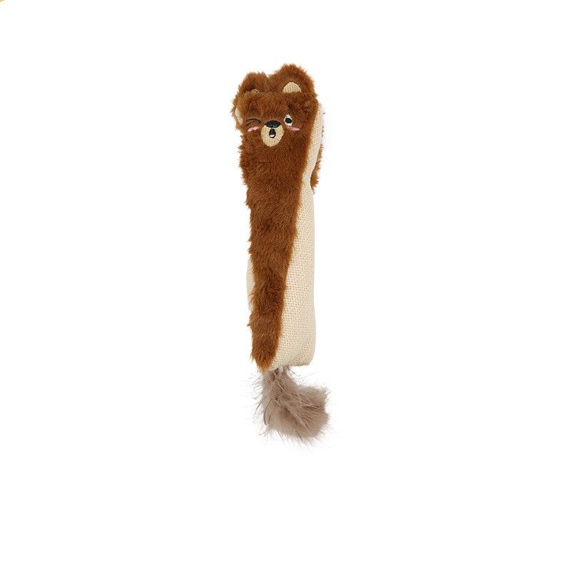 Lang sisal og plush Katteleke med fjær - 33cm